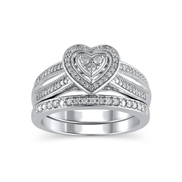 1/5 Carat T.W. (I3 clarity, I-J color) Forever Bride Heart Shaped Halo ...