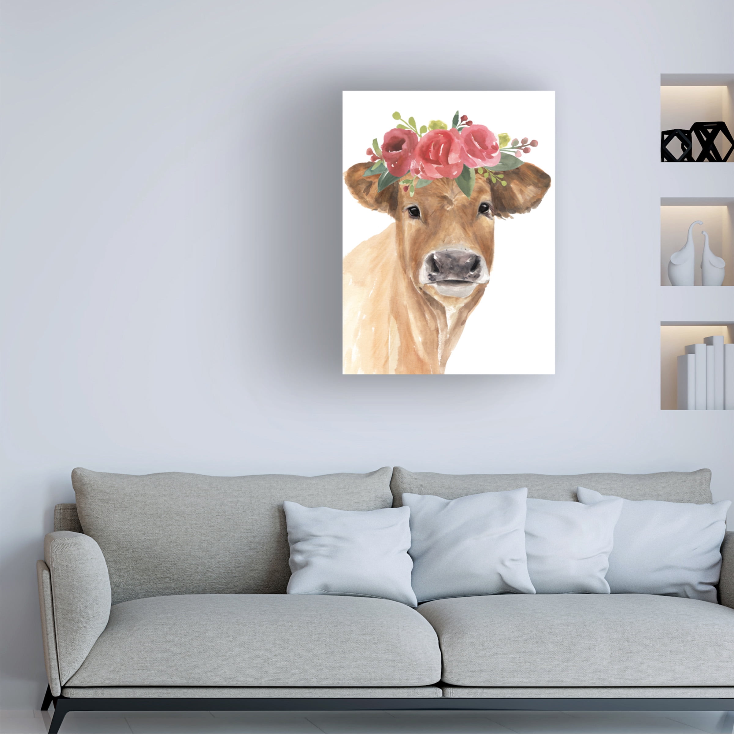 Annie Warren 'Flowered Cow I' Canvas Art