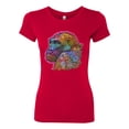 thumbnail image 3 of Colorful Neon Gorilla | Dean Russo Art Animal Lover Womens Slim Fit Junior Tee, Red, Large, 3 of 6