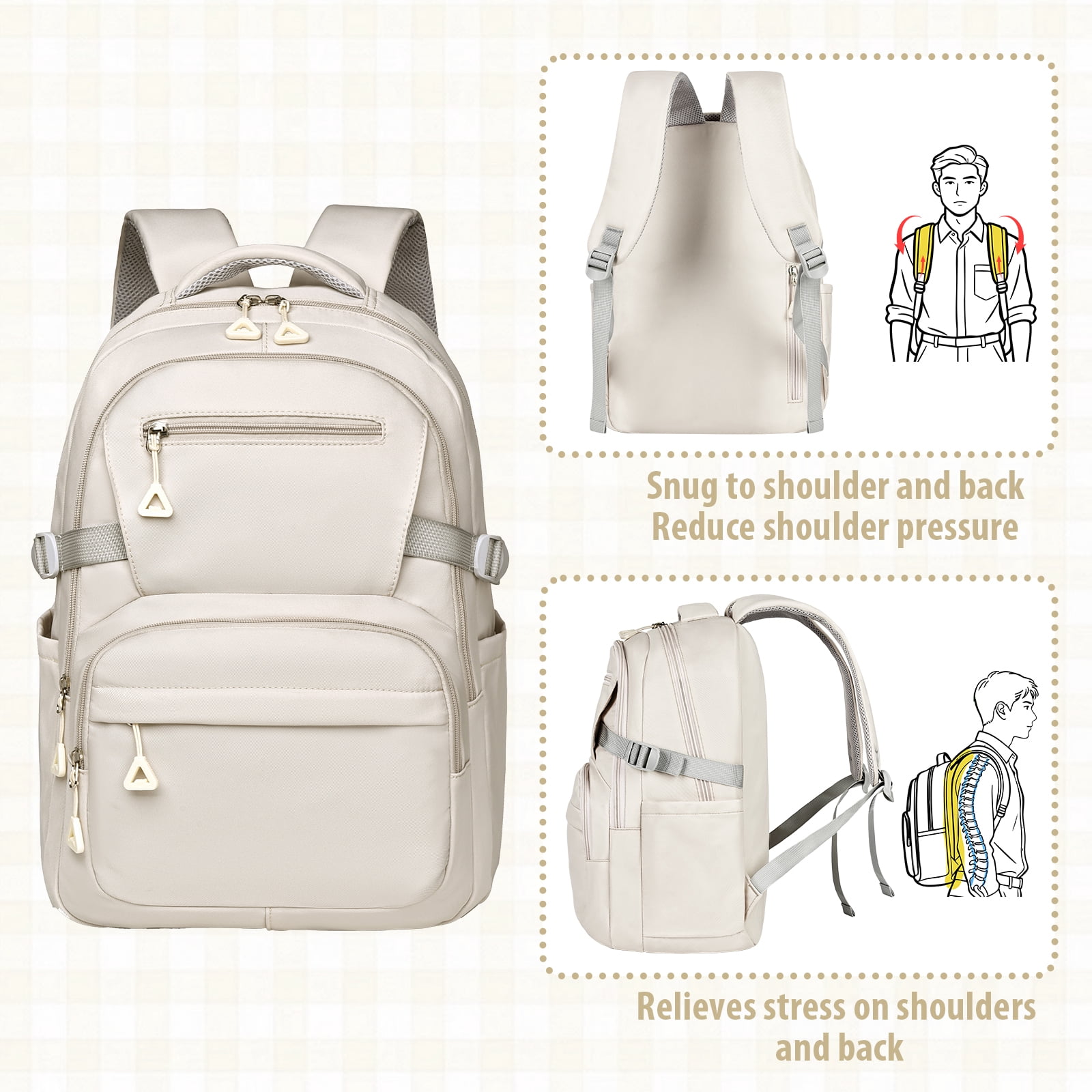 Gynky School Backpack, Large Capacity Bookbag Cute Girlish Water-Resistant Laptop Backpacks for Teen Adults Tween, Fashion Aesthetic Lightweight Travel Daypack for Women Middle School College