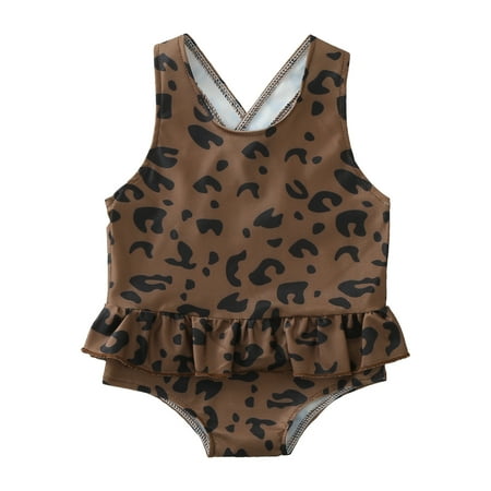 

Toddler Baby Girls One Piece Cute Printed Ruffles Swimsuit Swimwear