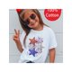 thumbnail image 1 of Camiseta de manga corta 100 % algodón con estampado de estrellas, fuegos artificiales, color rojo, blanco y azul, para niña, informal y cómoda, para el Día de la Independencia., 1 of 7