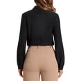 thumbnail image 3 of INSPIRAR CHIC Blusa de Mujer con Botones Leotardo Cuello Peter Pan de Manga Larga Tops de Negocios XL Negro, 3 of 6
