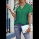 thumbnail image 5 of Blusas con Ojales para Mujer, Cuello en V, Corta, Bordadas, Estilo , Informal, Holgada, de Verano Verde M, 5 of 7