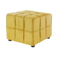 thumbnail image 2 of Loft Lyfe Eudeat Yellow Velvet Ottoman - Upholstered, Piping Trim, 2 of 8