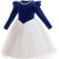 thumbnail image 2 of Girls Velvet Christmas Dress Long Sleeve Princess Birthday Party Wedding Dress, 2 of 5