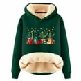 thumbnail image 1 of Sweat à Capuche Imprimé Série Cactus de Noël en Velours Décontracté pour Femmes, Manches Longues, Doublé, Tunique, Fermeture Éclair, Rouge TTTG, 1 of 4