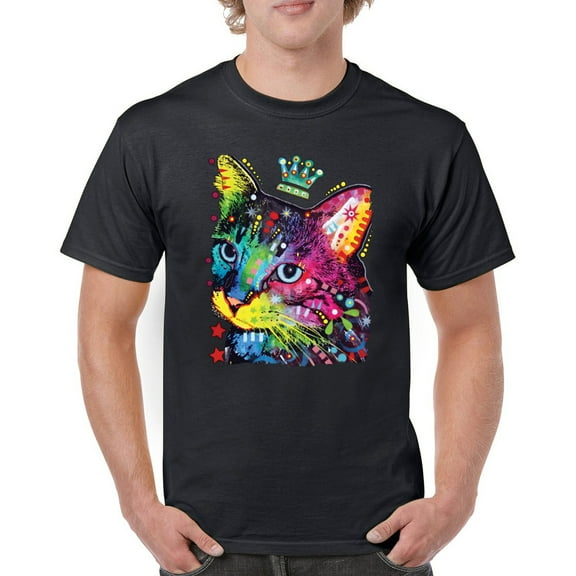 Tee Hunt Cute Thinking Crowned Cat T-Shirt Dean Russo Colorful Kitte Men's Tee