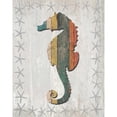 thumbnail image 3 of Fab Funky 15x18 Black Modern Framed Museum Art Print Titled - Distressed Wood Style Seahorse 1, 3 of 5