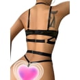 thumbnail image 3 of Sexy Pu Leather Strappy Underwire Garter Belt Lingerie Set, 3 of 5