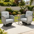thumbnail image 2 of 3 Piece Outdoor Bistro Swivel Chairs Set, Patio Bistro Set w/ 360° Swivel Rocking Chairs & Table, All-Weather Conversation Set with Metal Frame for Patio Backyard Porches or Garden - Light Gray, 2 of 9