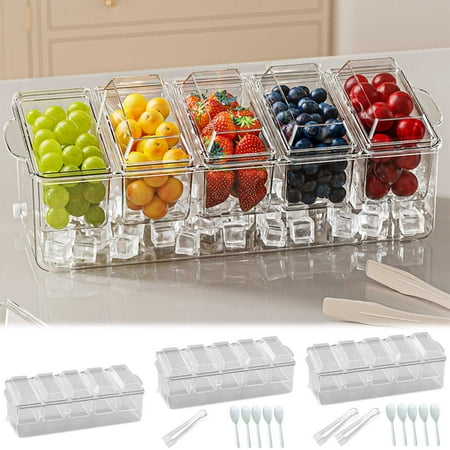 Fruit Storage Box Food Grade Outdoor Picnic Compartment Bin Chilled Refrigerator Freshness Box Household Plastic Food Container Airtight Kitchen Management Accessory Clear Lid Case by UKHCCC
