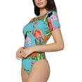 thumbnail image 2 of Easygdp Tropical Jungle Flamingo Women's One-Piece Swimsuit Slim Fit Crew Neck Bodysuit Athletic Swimwear with Concealed Buckle - X-Large, 2 of 9