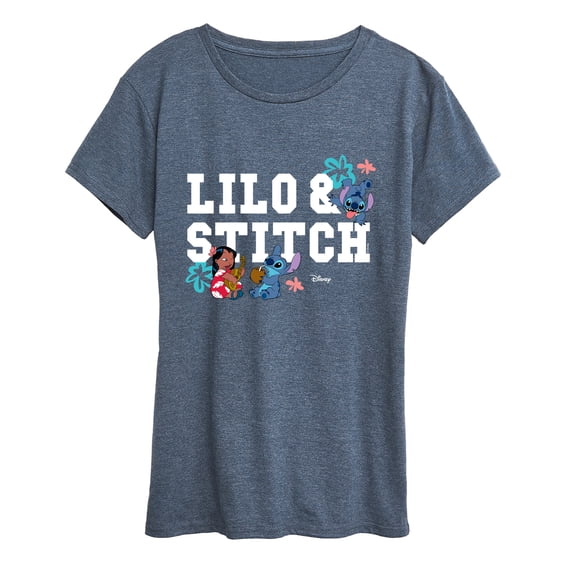 Lilo & Stitch - Collegiate Flowers - Women's Short Sleeve Graphic T-Shirt