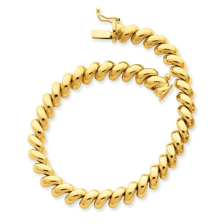 Real 14kt Yellow Gold San Marco Chain Bracelet; 8 inch; for Adults and Teens; for Women and Men