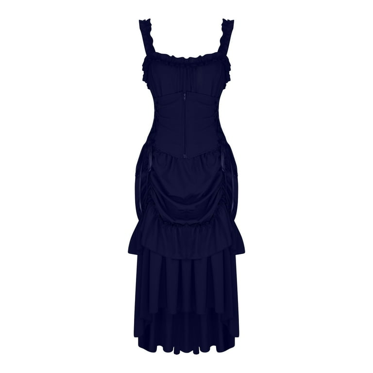 ZVAVZ Women's Vintage Gothic Dress Spaghetti Strap Bandage Dresses Floral  Lace High Low Corset Dress Plus Size Lolita Vintage Costumes Dark Blue,3XL  - Walmart.com