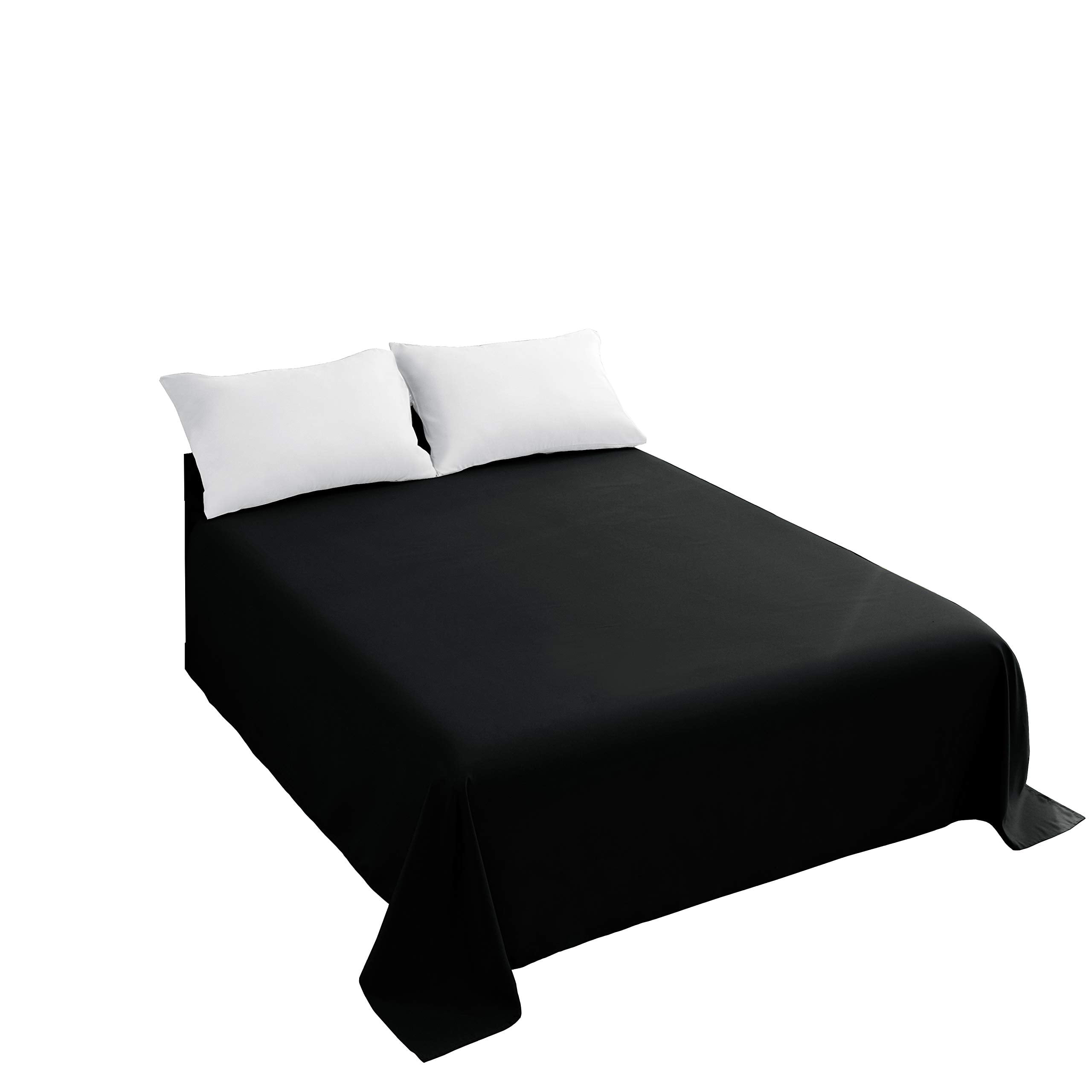 Sfoothome Twin Flat Sheet Black Top Sheet, Premium Hotel 1Piece