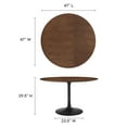 thumbnail image 6 of Modway Lippa 48" Round MDF Wood and Veneer Dining Table in Black/Walnut, 6 of 7
