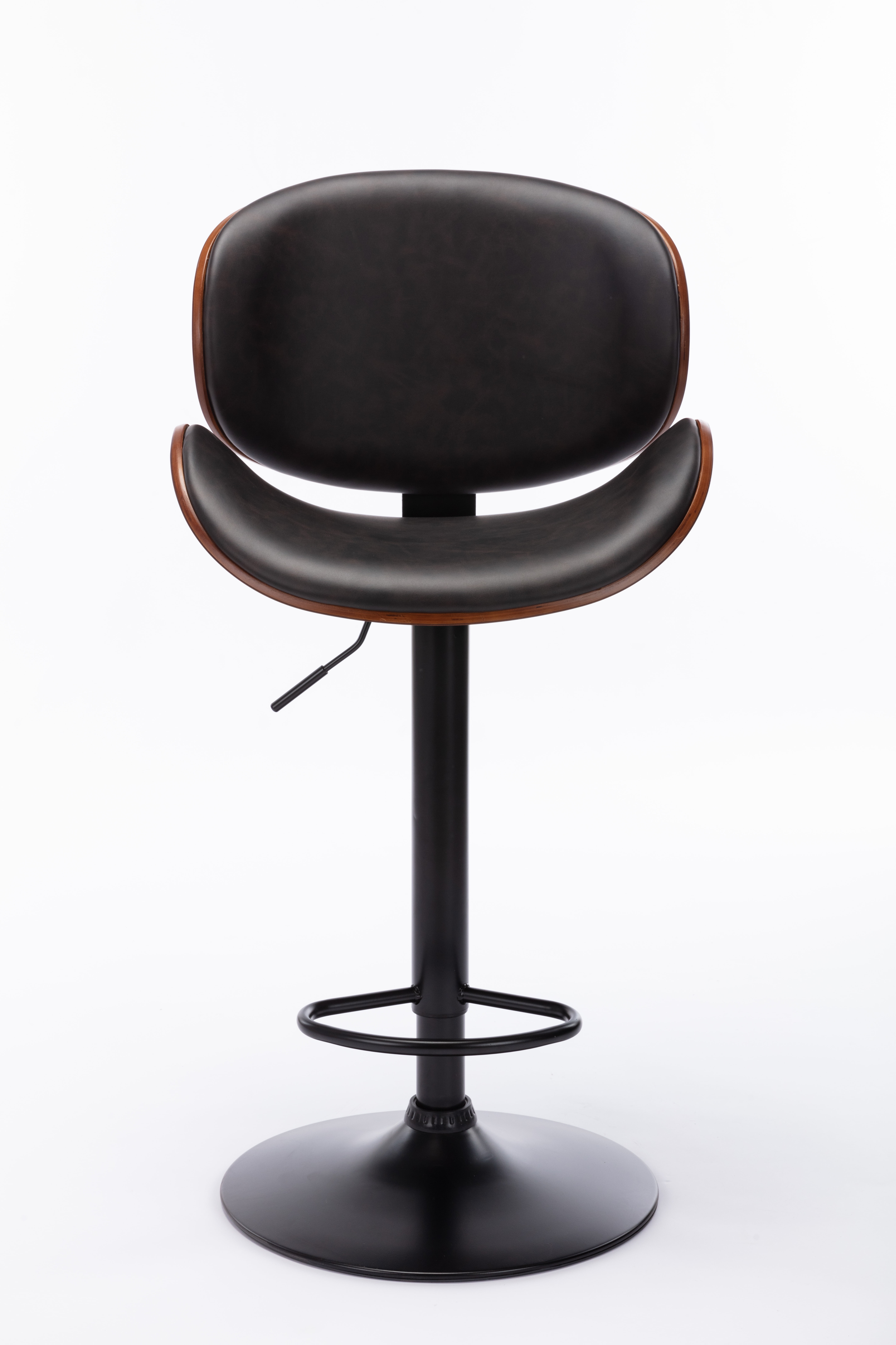 Private Jungle Modern Adjustable Height Leather Modern Barstools with Back Leather Seat Extremely Comfy Bar Stool 1 Piece,Black&Walnut Private Jungle Modern Adjustable Height Leather Modern Barstools with Back Leather Seat Extremely Comfy Bar Stool 1 Piece,Black&Walnut