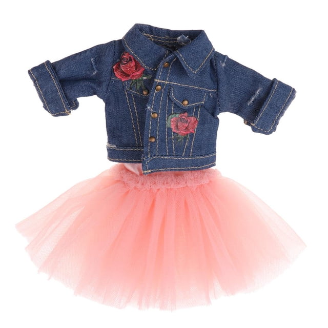 Capas Gasa Chaqueta de Jeans Ropa para 1/6 BJD DOD LUTS DZ Pullip Muñeca Rosa
