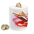thumbnail image 2 of Ice Cream Piggy Bank, Mixed Yummy Desserts with Exotic Flowers and Flavors Summer Taste Tropical Theme, Ceramic Coin Bank Money Box for Cash Saving, 3.6" X 3.2", Multicolor, by Ambesonne, 2 of 4