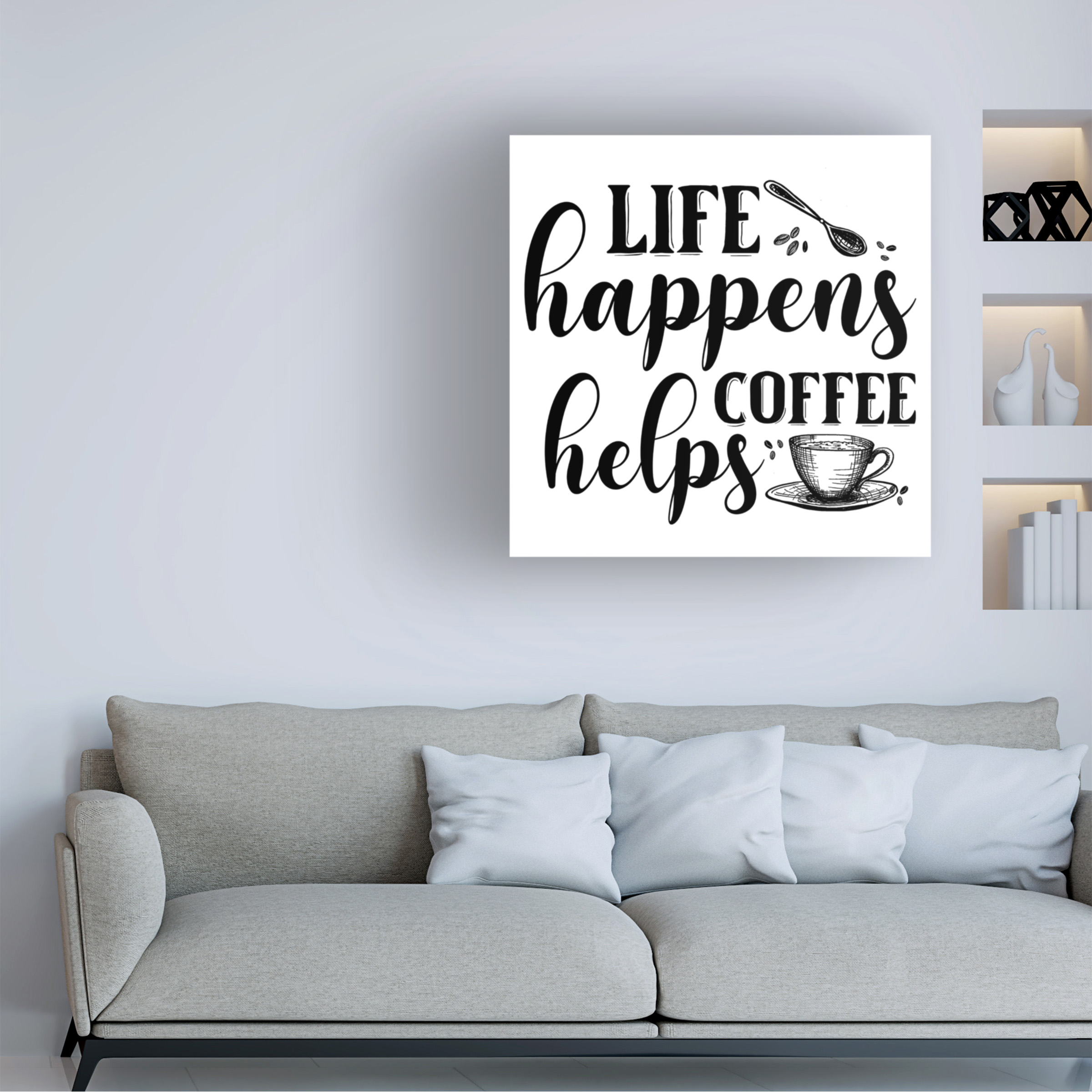 Canvas Wall Art - Jean Plout 'Coffee Typography D' Wall Art for Living Room, Bedroom, or Office DÃ©cor by Trademark Fine Art - 14 x 14 Inches