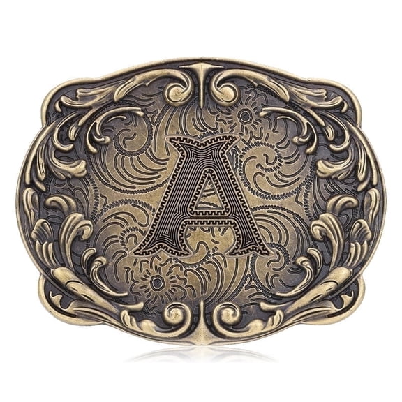 Huabola Calyn Western Belt Buckle Initial Letters ABCDHIJ to Z Cowboy Rodeo Belt Buckle for Men Women Cowboy Cowgirl