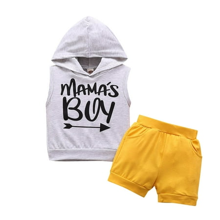 

ZHAGHMIN Baby Boy Sweatshirt Baby Boys Sleeveless Letter Hooded Vest Sweatshirt Tops Solid Shorts Pants Outfit Set 2Pcs Boy Babies Toddler Boy Outfit Boys 4 Piece Set First Born Baby Boy Clothes Cas