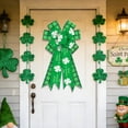 thumbnail image 6 of QuanTara Large St. Patrick's Day Decorative Bow, 19.7"x11.81" Wreath & Tree Topper Ribbon with Shamrock Print for Front Door, Indoor Outdoor Wall, Party Supplies, Green & White Nylon, 6 of 6