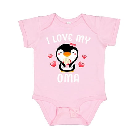 

Inktastic I Love My Oma with Cute Penguin and Hearts Gift Baby Girl Bodysuit