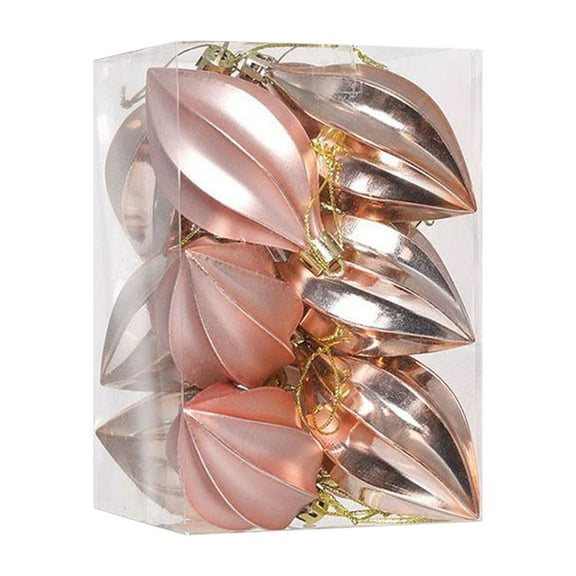 12 Pack Starfruit Shaped Christmas Baubles Metallic Electroplated Plastic Hanging Ornaments for Xmas Tree Holiday Home Party Decoration