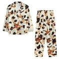 thumbnail image 3 of SCRAWLGOD Cow Print Stars Beige Mens Polyester Pajama Set, 2 Pcs Wrinkle-Free Button Down Pajama Set for Men, Men's Sleepwear with Pockets, Long Sleeve Loungewear, S, 3 of 6