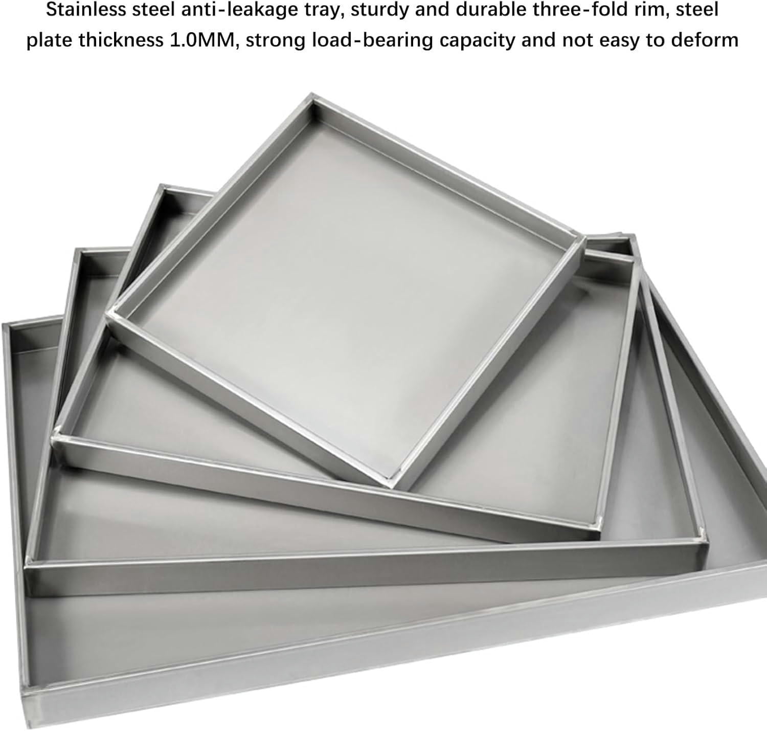 GXCZ Stainless Steel Leakproof Tray, Rectangular Oil Change Drain Pan, Kitchen Factory Warehouse Garage Drain Tray, Spill Containment Platform, Pallets (Size : 27.56x27.56x1.97in/70x70x5CM)