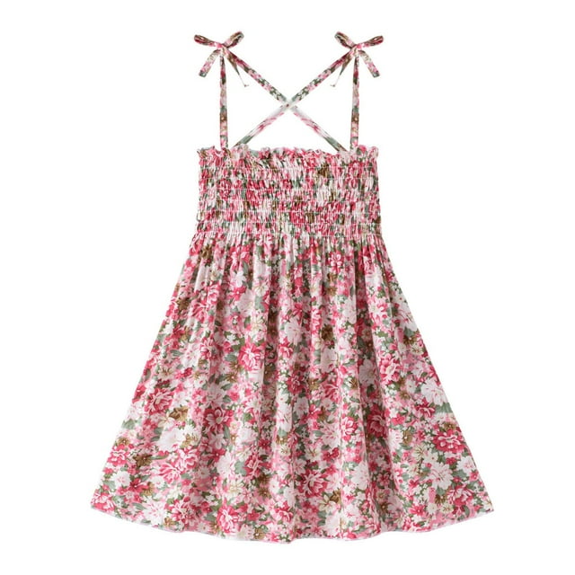 Robe Fillette Bretelles Spaghetti Ligne A Été Princesse Robe de Fête Robes Florales pour Filles Robe de Fête pour Filles