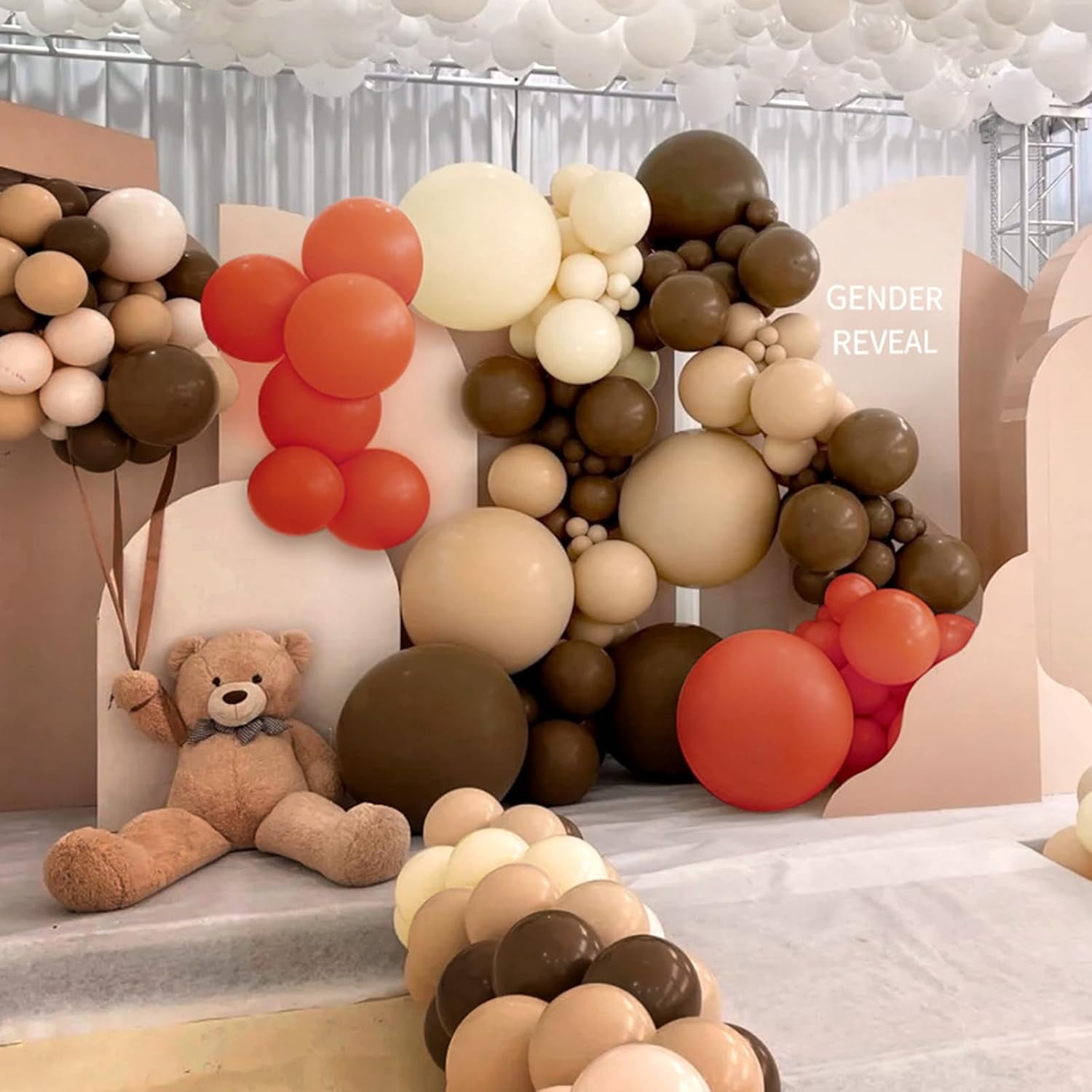 Burculy   Dusty Orange and Brown Balloon Arch Kit, 166Pcs Burnt Orange Camel Chocolate Brown Nude Balloons Garland for Boho Thanksgiving Autumn Baby Shower Fall Birthday Decorations