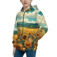 thumbnail image 2 of Kdxio Field Style Bicycle Young Sunflower Pattern Kids Boys Girls Zip Up Hoodie 3D Printed Hooded Sweatshirt Hoody Coat with Pocket 7-12 Y-Medium, 2 of 6