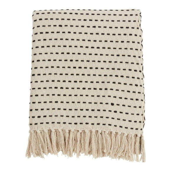 Ivory Stitched Comfort Throw Blanket, 50"x60" - Cozy, Soft, and Stylish Home Decor Accessory