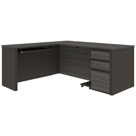 Atlin Designs 4 Piece L Shaped Computer Desk in Bark Gray and Slate
