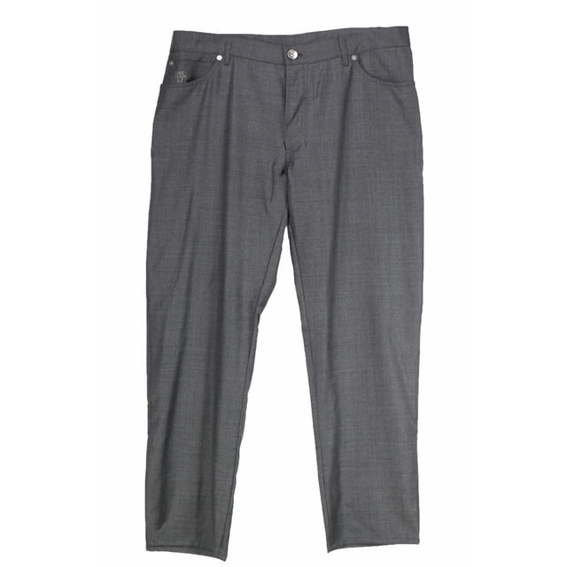 Brunello Cucinelli Men's Charcoal Regular Fit Wool Dress Pants - 37