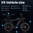 thumbnail image 6 of Aairsk Electric Bike for Adults,748W Peak Motor,48V 15Ah Removable Battery,25 MPH,50 Miles Range,20×4 Fat Tire Electric Off Road Bike,UL2849, 6 of 9