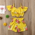 thumbnail image 1 of Toddler Kids Baby Girl Floral Halter Ruffled Tops Outfits Clothes T-shirt Tops+Pants/Shorts 2PCS Set, 1 of 5