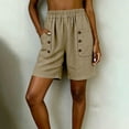 thumbnail image 5 of Cagogo Women's Plus Size Bermuda Shorts Elastic Waist Casual Loose Pants with Pockets Summer Vacation Beach Travel Lounge Shorts for Women, Khaki 2XL, 5 of 6