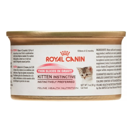 (24 Pack) Royal Canin Feline Health Nutrition Kitten Instictive Wet Cat Food, Thin Slices in Gravy, 3 oz.