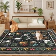 thumbnail image 3 of GlowSol 4x6 Washable Area Rug - Machine Washable Non-Slip TPR Backing, Hand-Drawn Pet & Floral Carpet for Living Room Bedroom Entryway, Black, 3 of 8