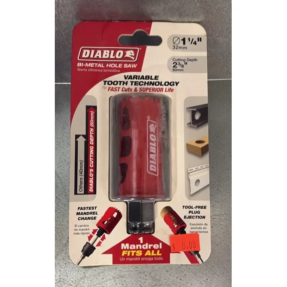 FABLE- Diablo Tools 1-1/4" Bi-Metal Hole Saw Quick Change *Dhs1250