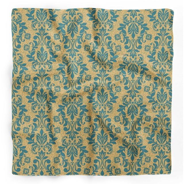 Bimba Orange Vector Design Damask Pure Silk Printed Head Bandanas Summer Neck Wrap Scarf 40 x 80 Inches