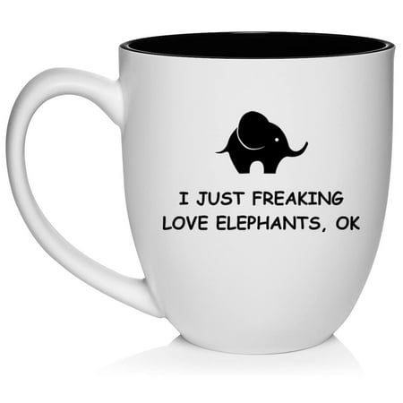 

I Just Freaking Love Elephants Funny Ceramic Coffee Mug Tea Cup Gift (16oz White)