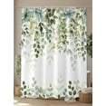 thumbnail image 4 of Sage Green Eucalyptus Leaf Shower Curtain, Botanical Spring Summer Floral Bathroom Decor Curtains Set with Hooks, White Waterproof Fabric Home Accessories， 72X 96 Inch Extra Long, 4 of 6