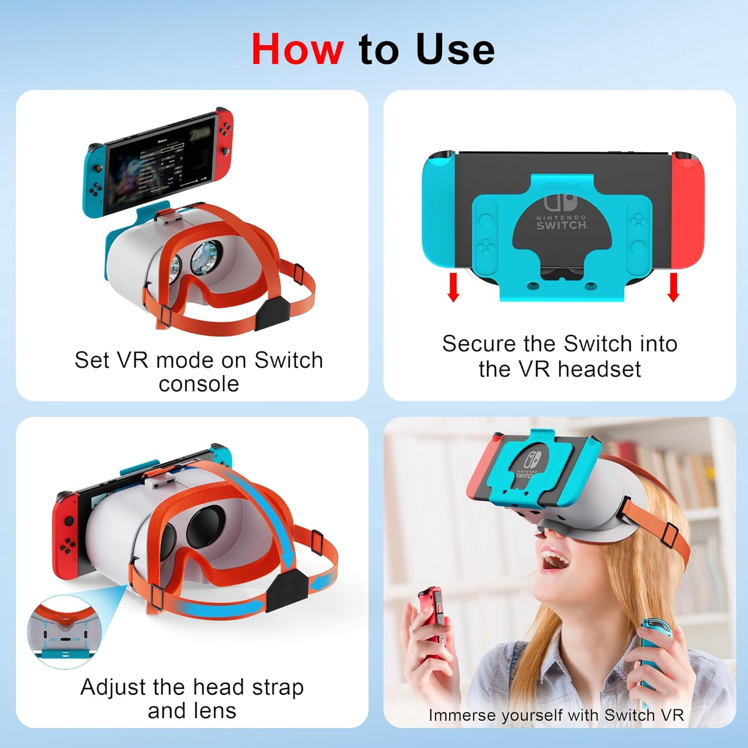 VR Headset For Nintendo Switch & Switch OLED, With Adjustable HD