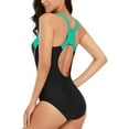 thumbnail image 4 of Women's Color Block One-Piece Swimsuit Racerback Slim Unitard Athletic Swimwear, 4 of 5
